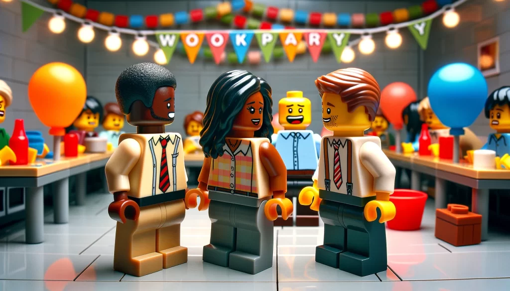 Lego people at an office party