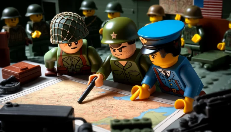 Lego men planning military assault