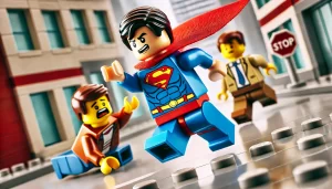 Lego superhero saving the day