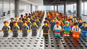 A group of diverse vs a group of non diverse LEGO people