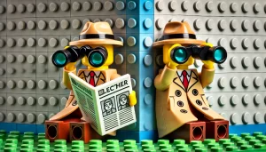 Two LEGO detectives hiding in plain sight.