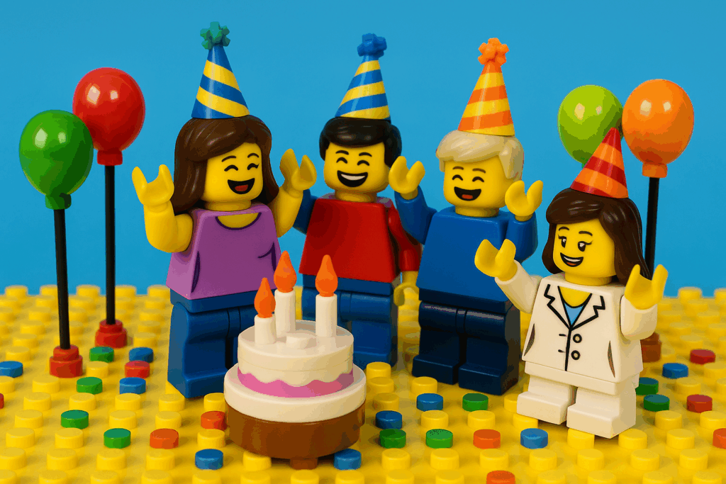 LEGO party scene celebration